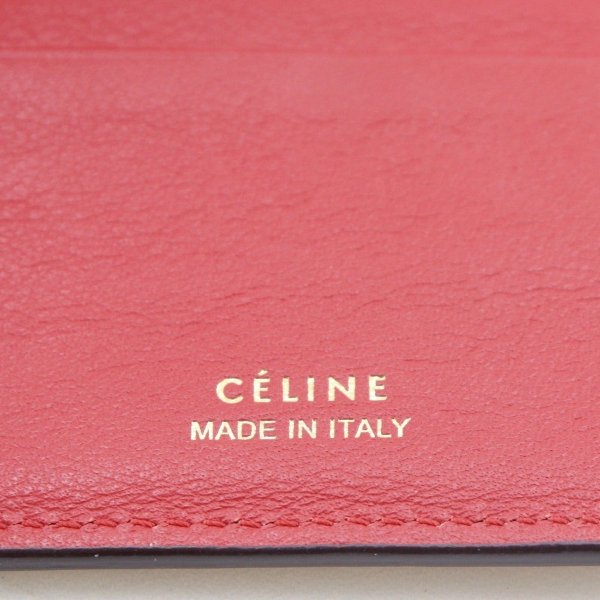 Celine Celine Small Folded Multifunction Tri-fold Wallet, Leather, Red, Snap Button, Women's Size ONE SIZE - 16 Thumbnail
