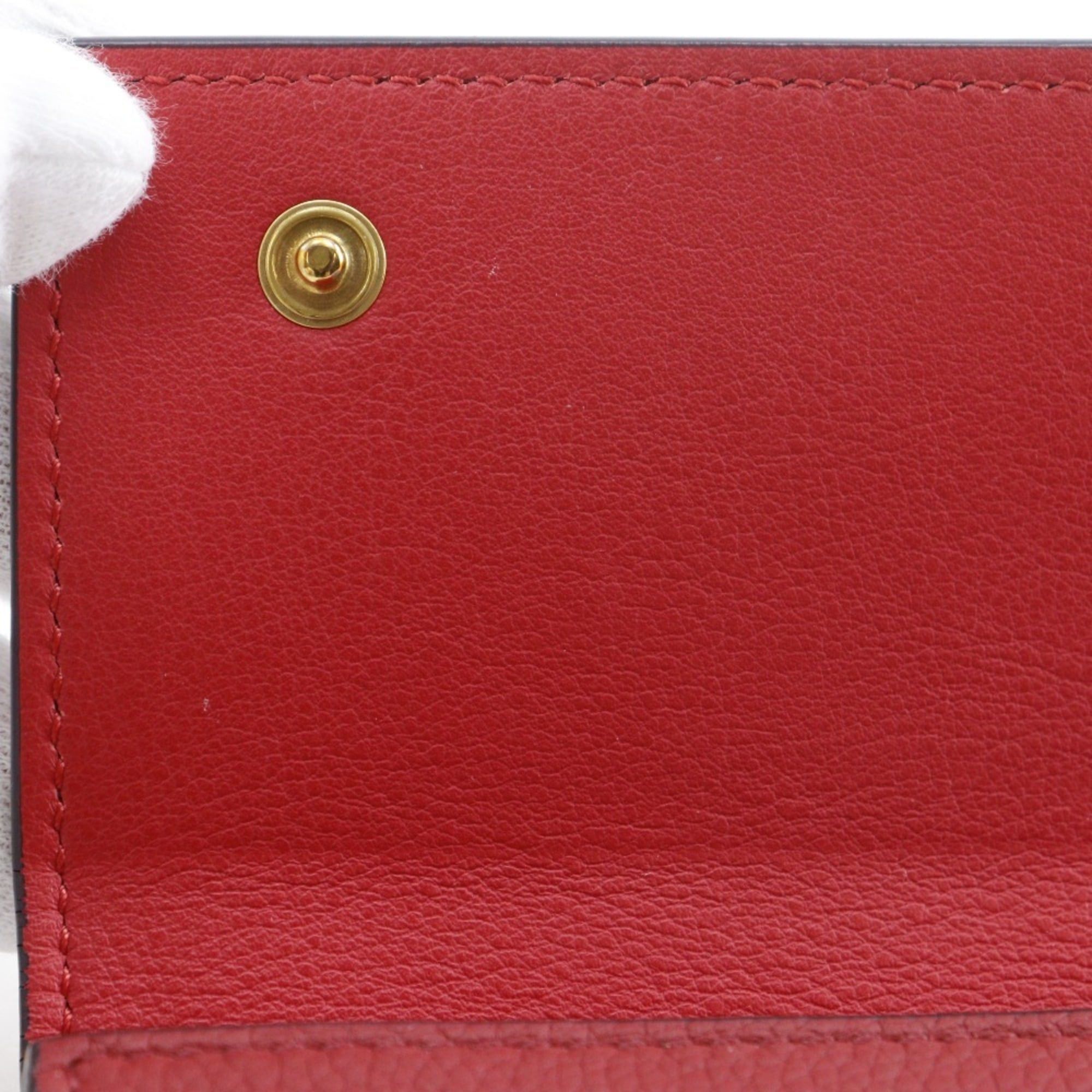 Celine Celine Small Folded Multifunction Tri-fold Wallet, Leather, Red, Snap Button, Women's Size ONE SIZE - 14 Thumbnail