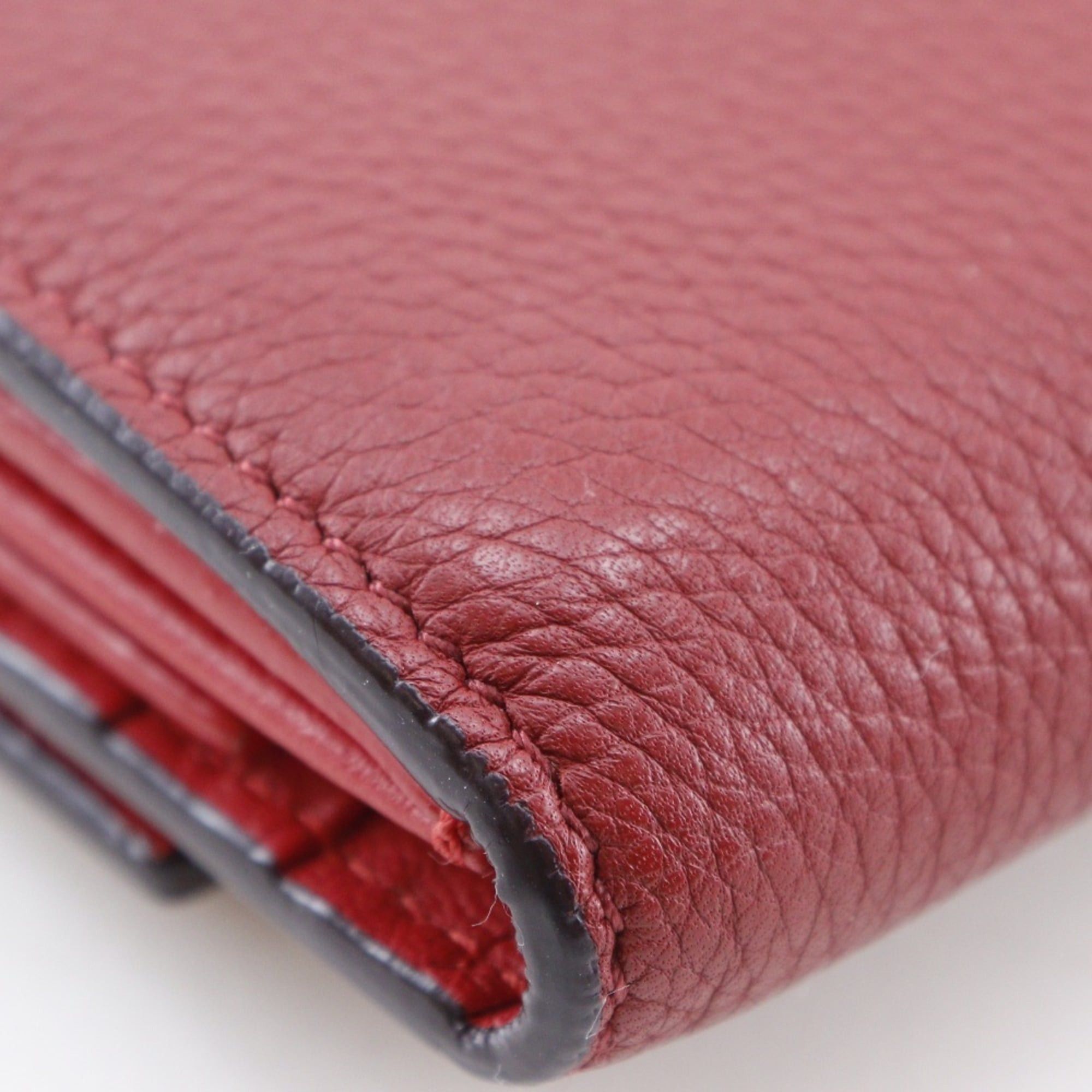 Celine Celine Small Folded Multifunction Tri-fold Wallet, Leather, Red, Snap Button, Women's Size ONE SIZE - 8 Thumbnail
