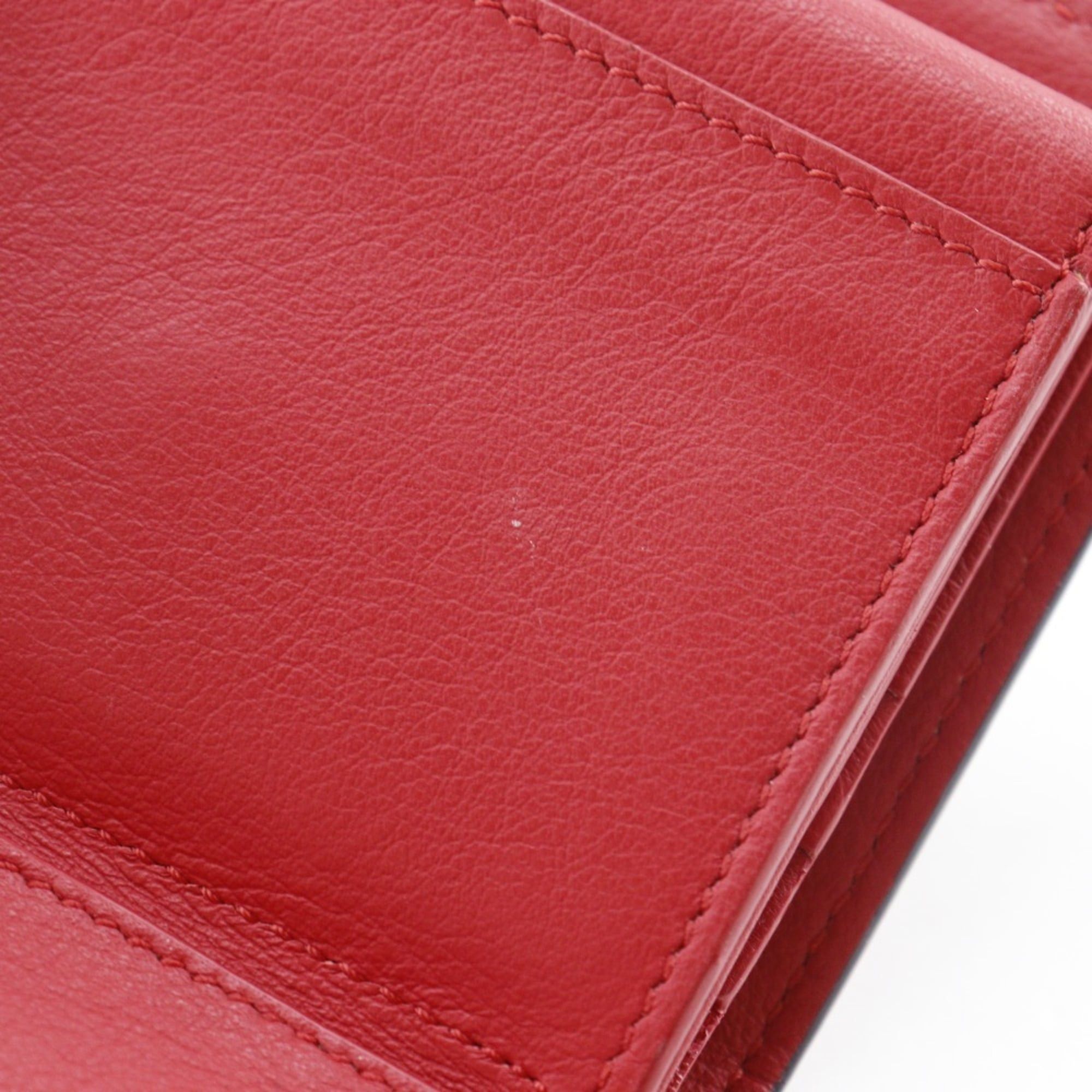 Celine Celine Small Folded Multifunction Tri-fold Wallet, Leather, Red, Snap Button, Women's Size ONE SIZE - 15 Thumbnail