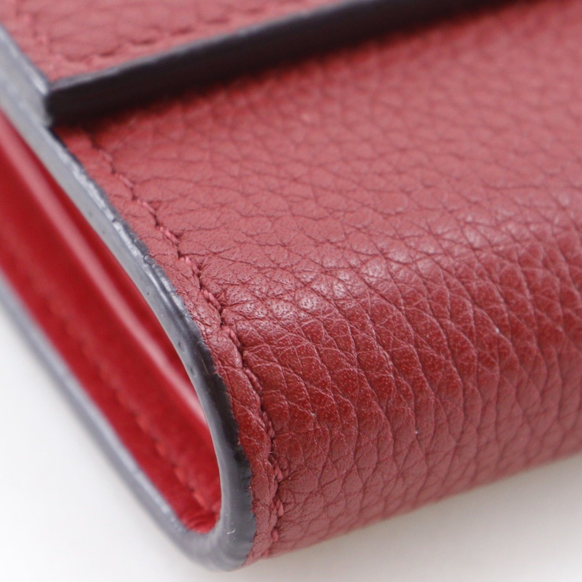 Celine Celine Small Folded Multifunction Tri-fold Wallet, Leather, Red, Snap Button, Women's Size ONE SIZE - 6 Thumbnail