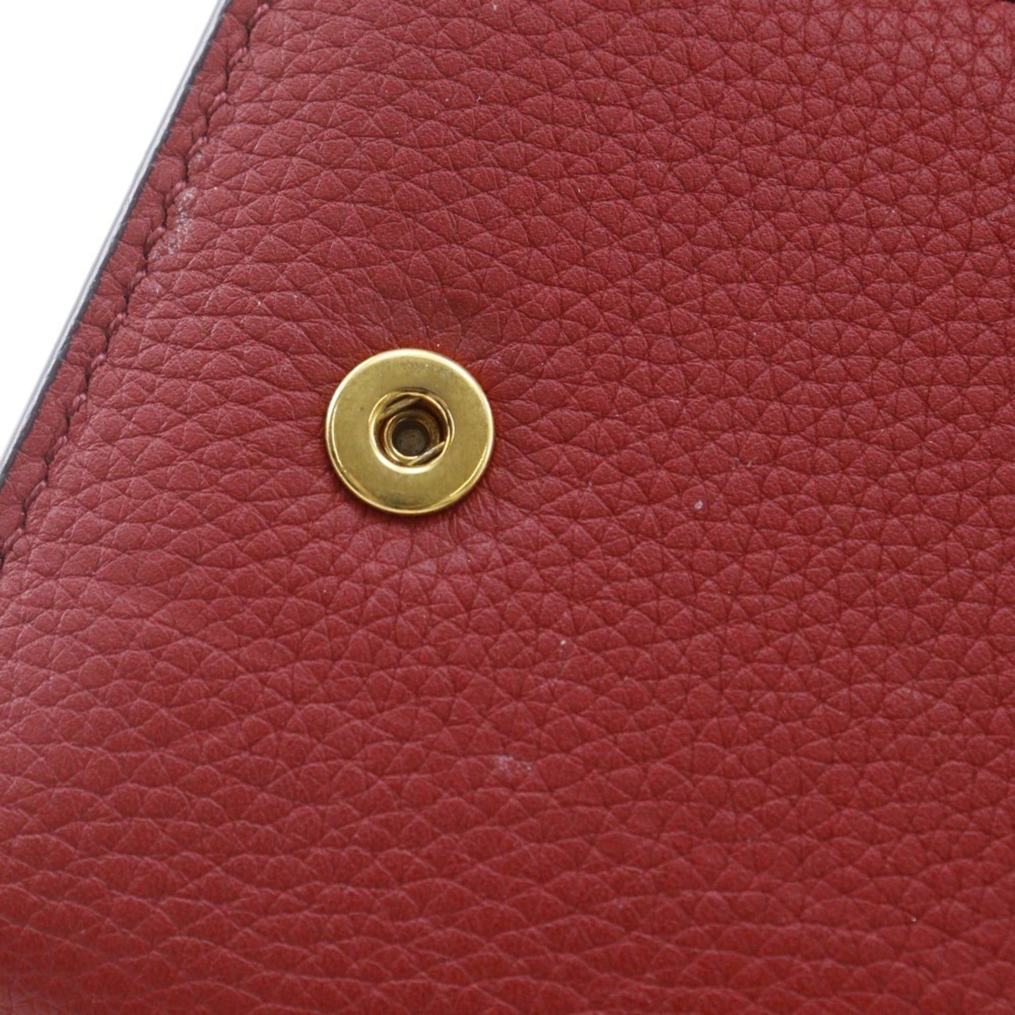 Celine Celine Small Folded Multifunction Tri-fold Wallet, Leather, Red, Snap Button, Women's Size ONE SIZE - 17 Thumbnail