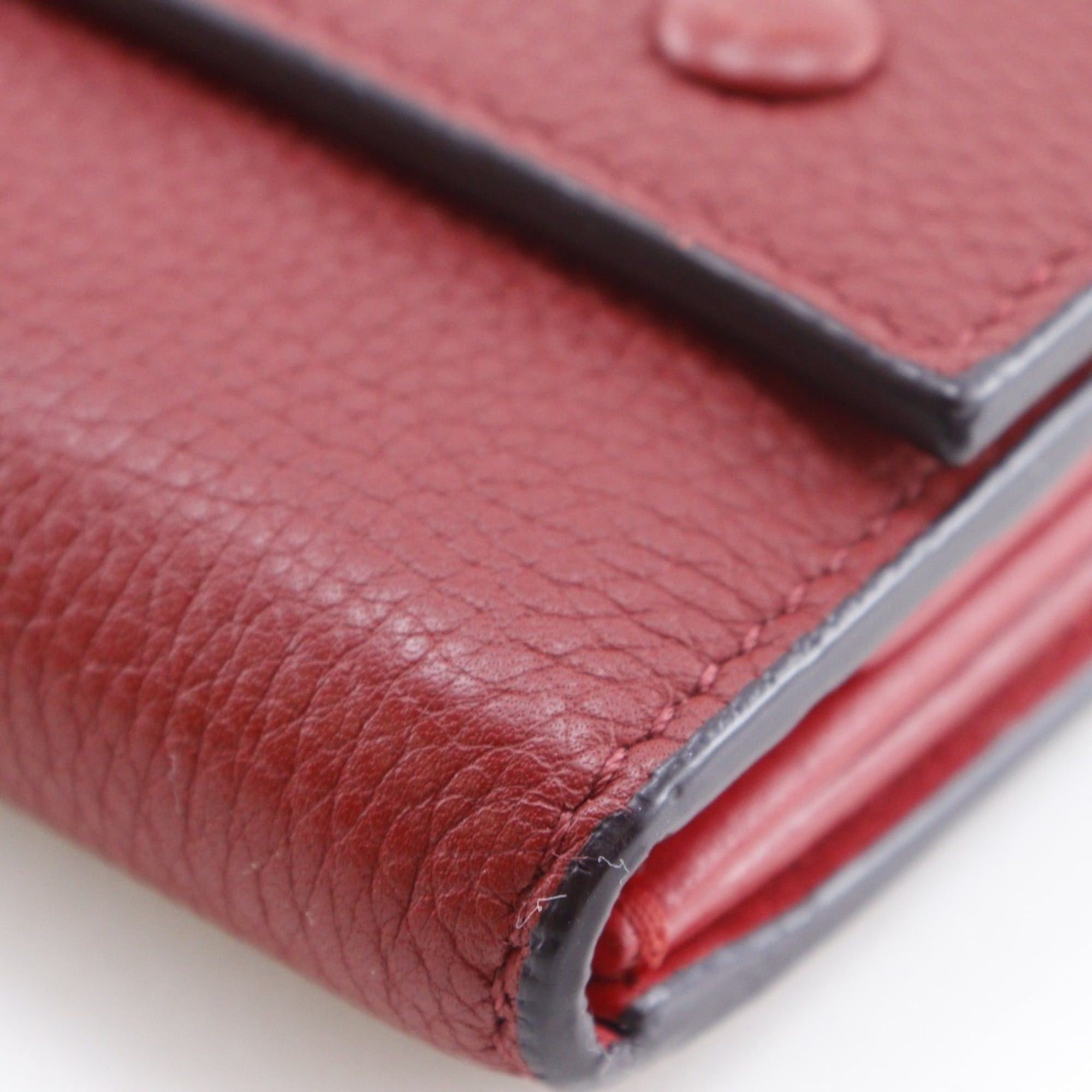 Celine Celine Small Folded Multifunction Tri-fold Wallet, Leather, Red, Snap Button, Women's Size ONE SIZE - 7 Thumbnail