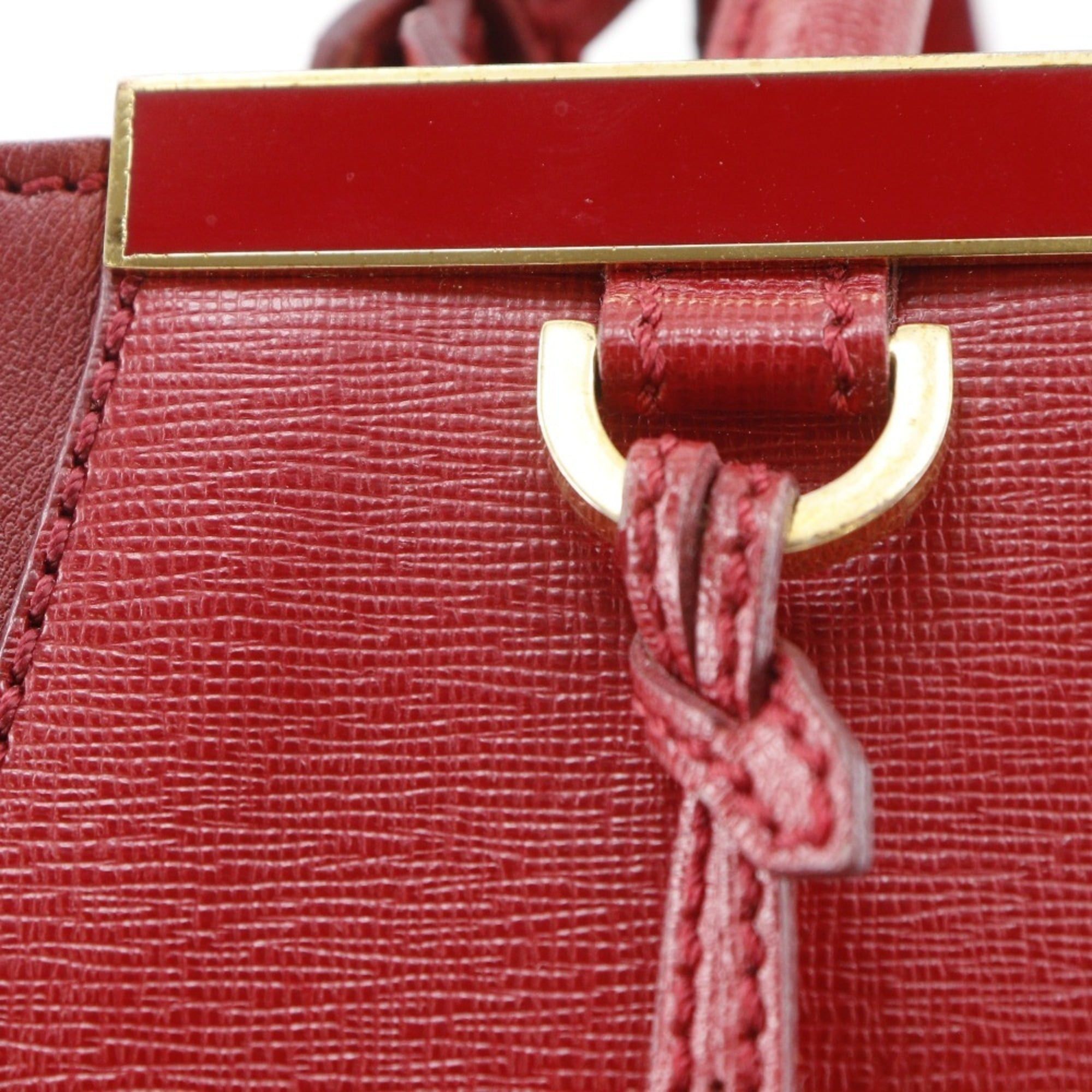Fendi Fendi Petite to Jules 2-Way Shoulder Bag (8BH253) Leather, Red, 2-Way, A5 Size, Snap Button, Women's Size ONE SIZE - 12 Thumbnail
