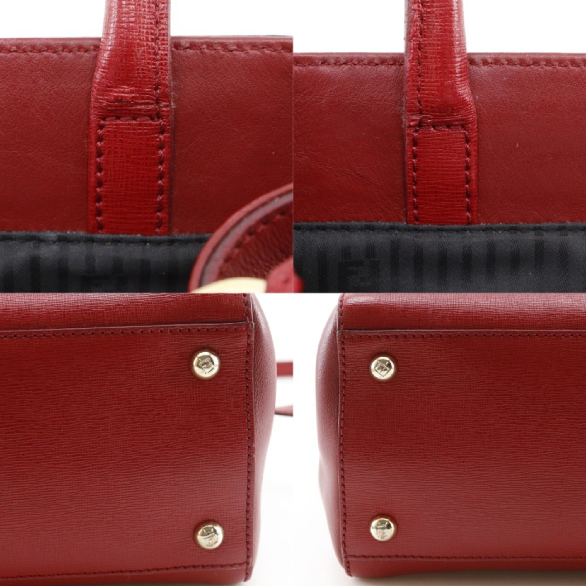 Fendi Fendi Petite to Jules 2-Way Shoulder Bag (8BH253) Leather, Red, 2-Way, A5 Size, Snap Button, Women's Size ONE SIZE - 14 Thumbnail