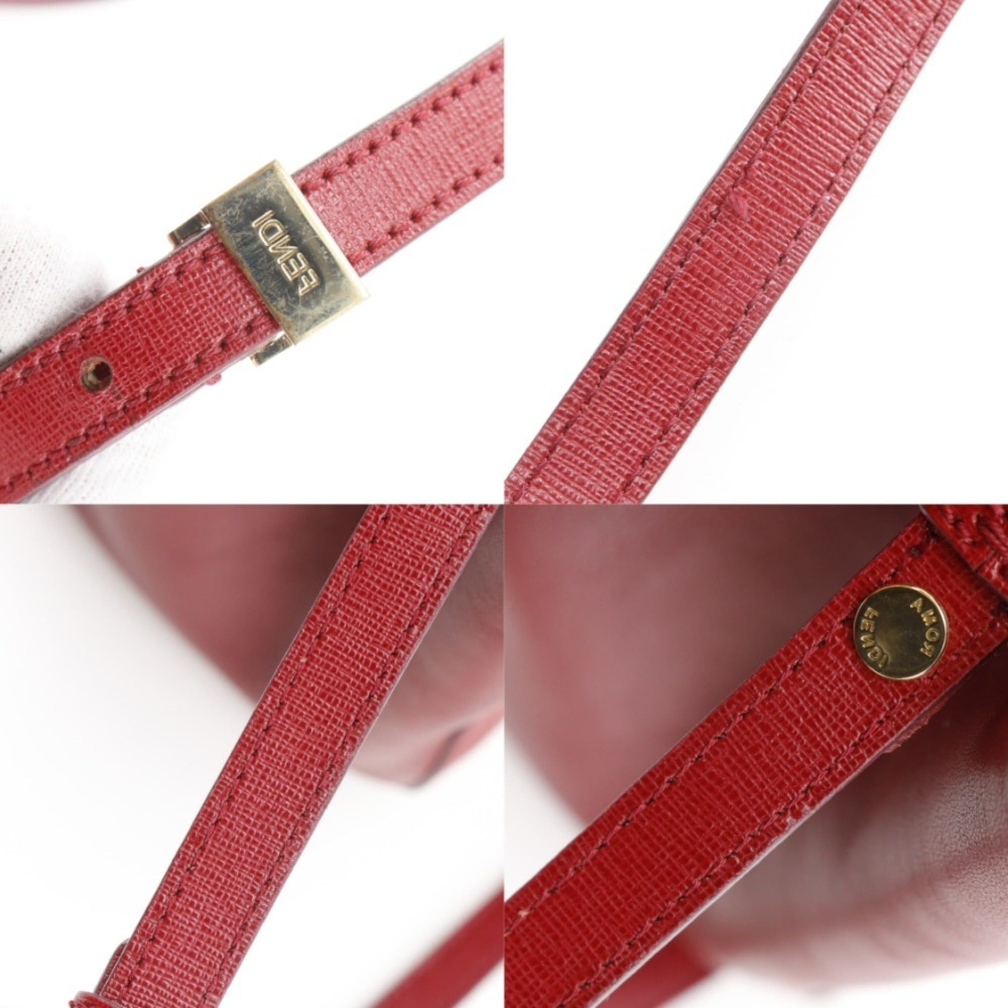 Fendi Fendi Petite to Jules 2-Way Shoulder Bag (8BH253) Leather, Red, 2-Way, A5 Size, Snap Button, Women's Size ONE SIZE - 19 Thumbnail