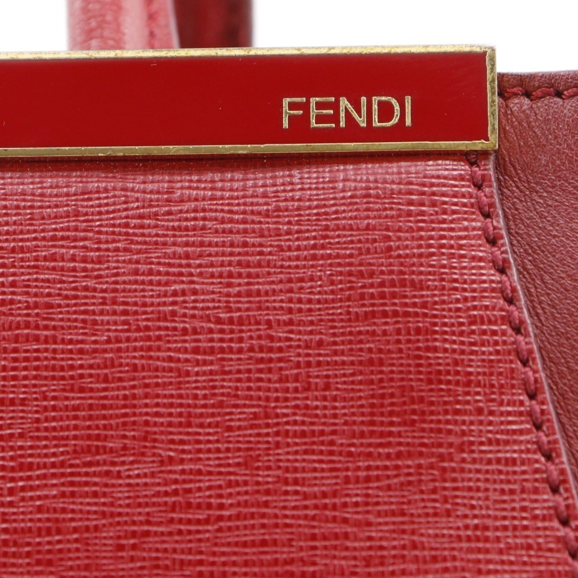 Fendi Fendi Petite to Jules 2-Way Shoulder Bag (8BH253) Leather, Red, 2-Way, A5 Size, Snap Button, Women's Size ONE SIZE - 11 Thumbnail