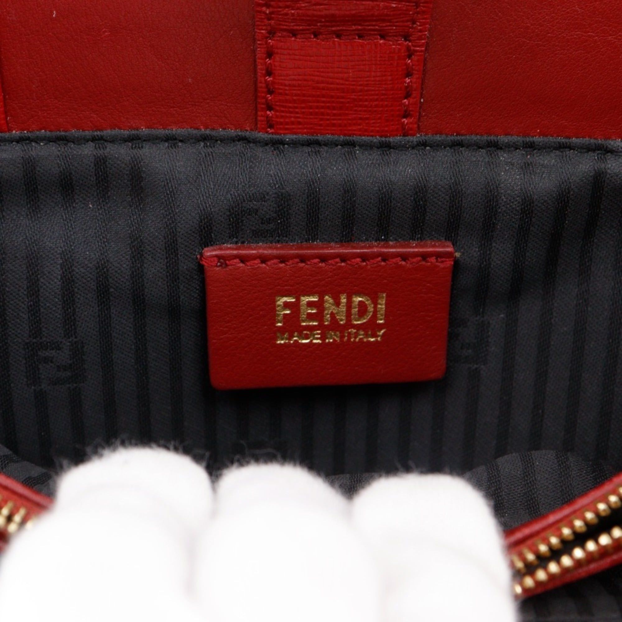 Fendi Fendi Petite to Jules 2-Way Shoulder Bag (8BH253) Leather, Red, 2-Way, A5 Size, Snap Button, Women's Size ONE SIZE - 8 Thumbnail