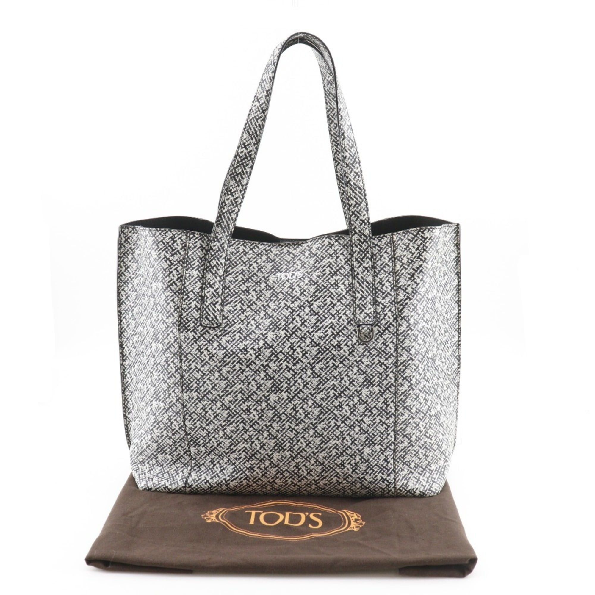 Tod's TOD'S Paper Bag Tote Bag, PVC x Leather, Black/White, A4 Size, Open, Unisex Size ONE SIZE - 20 Thumbnail