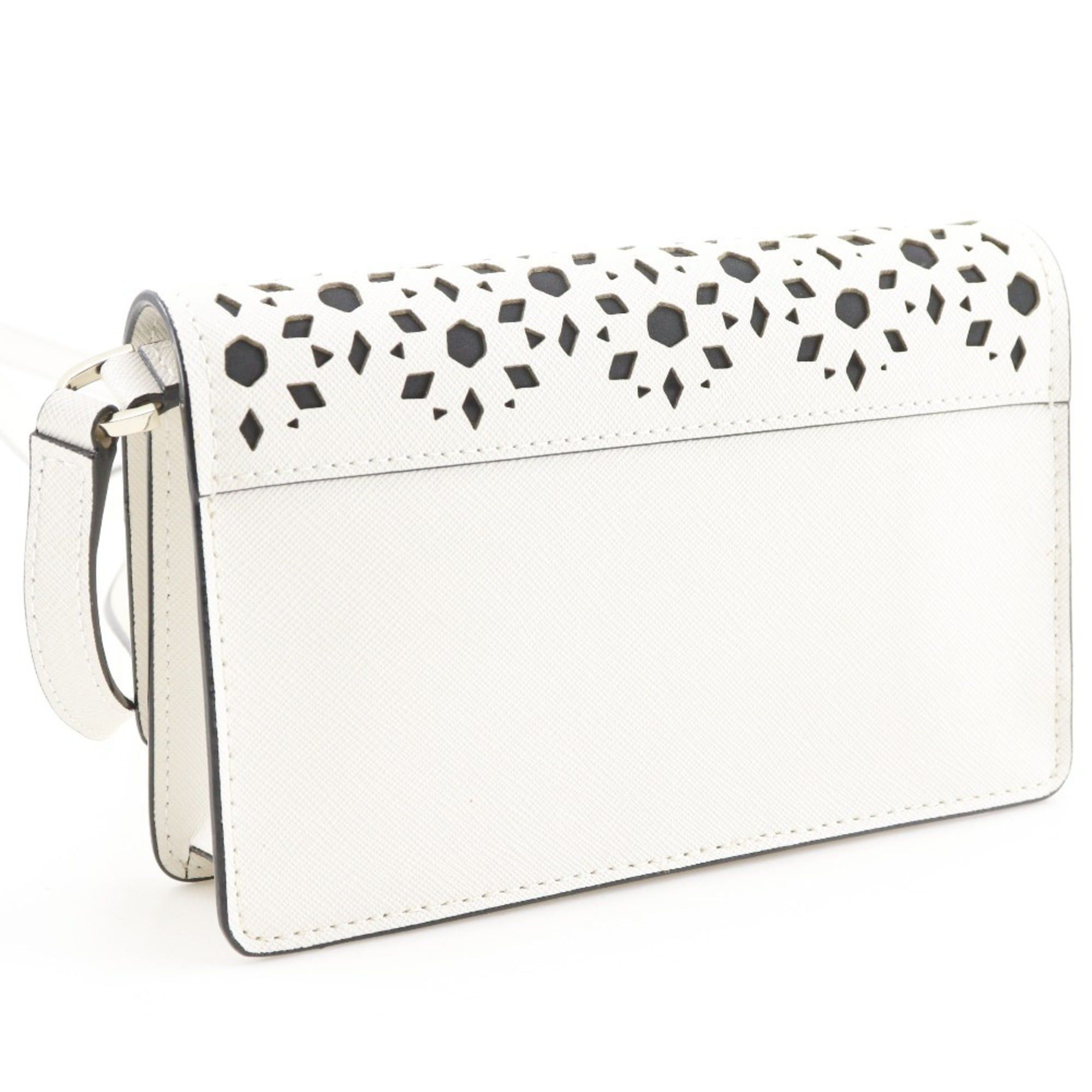 Kate Spade Kate Spade Pochette Shoulder Bag, Perforated Leather, 2-Way, PWRU5572, White, Magnetic Closure, Women's. Size ONE SIZE - 3 Thumbnail