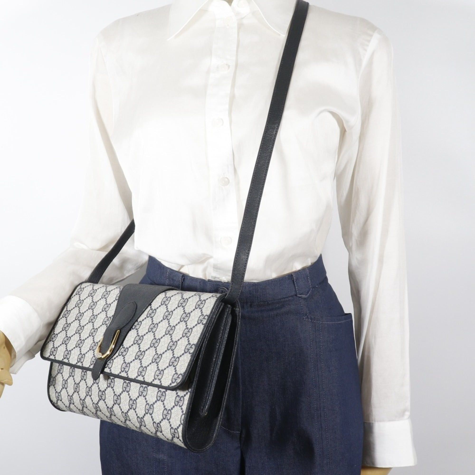 Gucci Gucci Old Shoulder Bag 2-Way Clutch 904.02.050 GG Plus Gray/Navy 2-way A5 Magnetic Closure Women's Size ONE SIZE - 20 Thumbnail