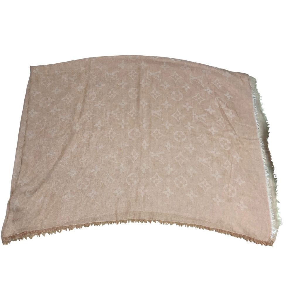 Louis Vuitton Louis Vuitton Louis Vuitton Monogram Silk Wool Stole Textile Shawl M70801 DUTY FREE for USA Size ONE SIZE - 4 Thumbnail