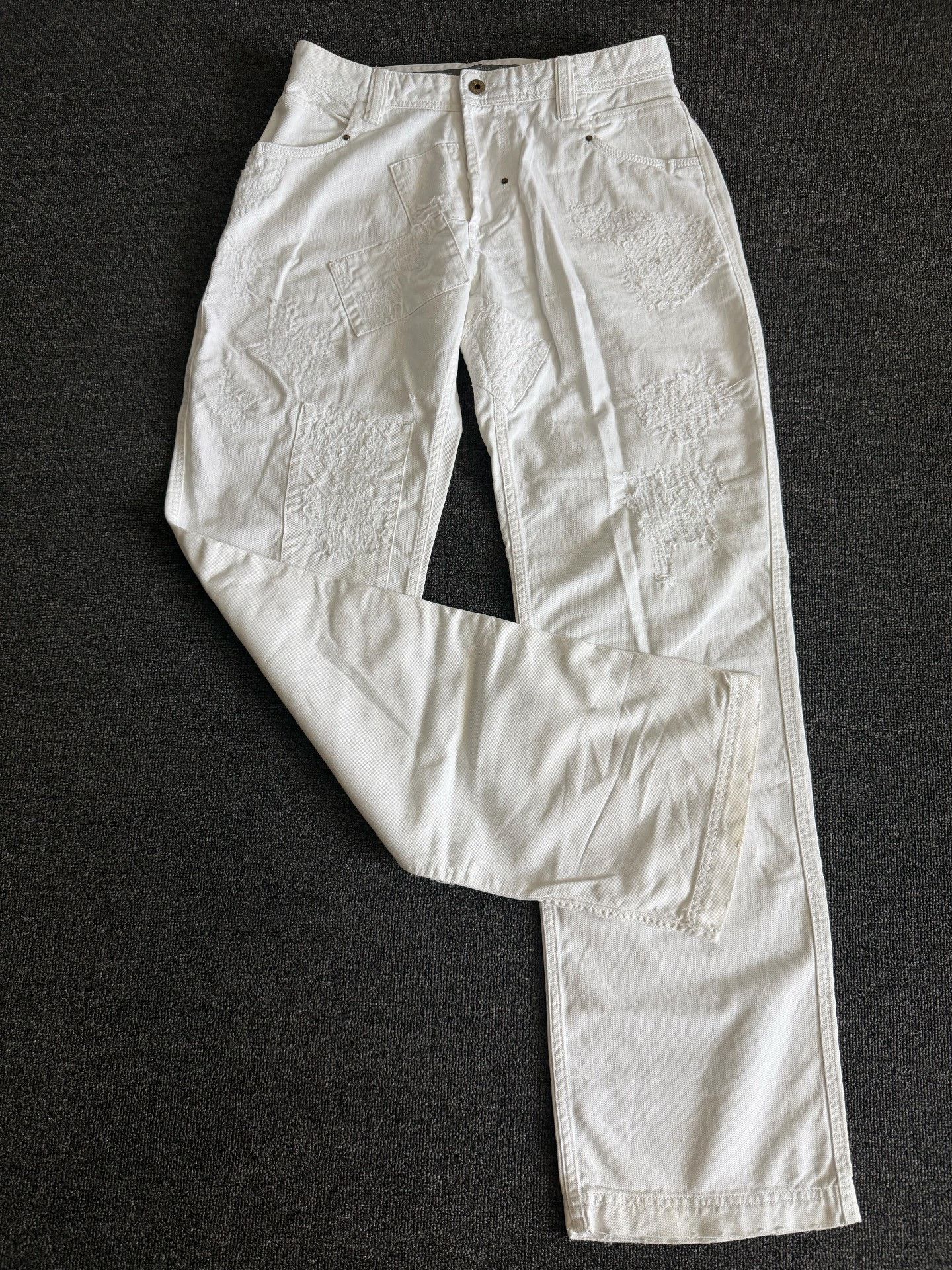 Dolce & Gabbana Dolce&Gabbana 90s Baggy White Jeans Size US 31 - 2 Thumbnail
