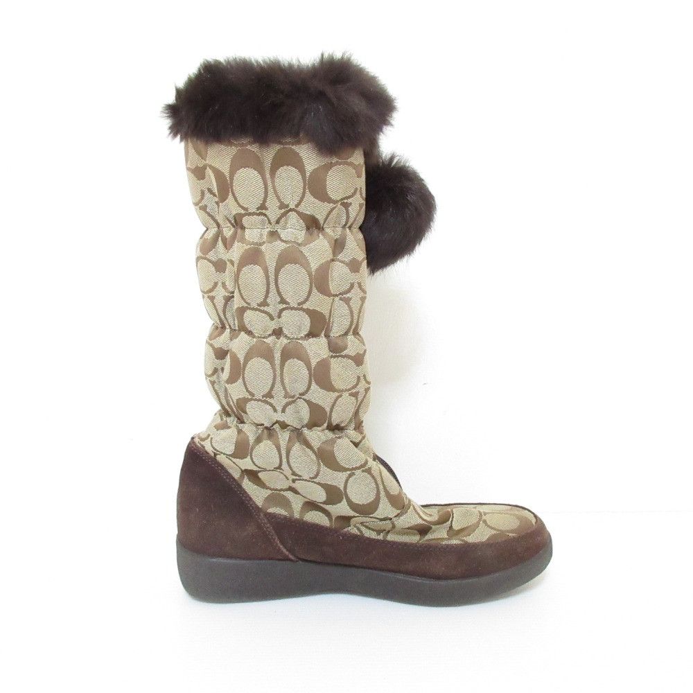 Coach Coach Coach Signature Rabbit Fur Long Boots Fur Shoes DUTY FREE for USA Size ONE SIZE - 3 Thumbnail