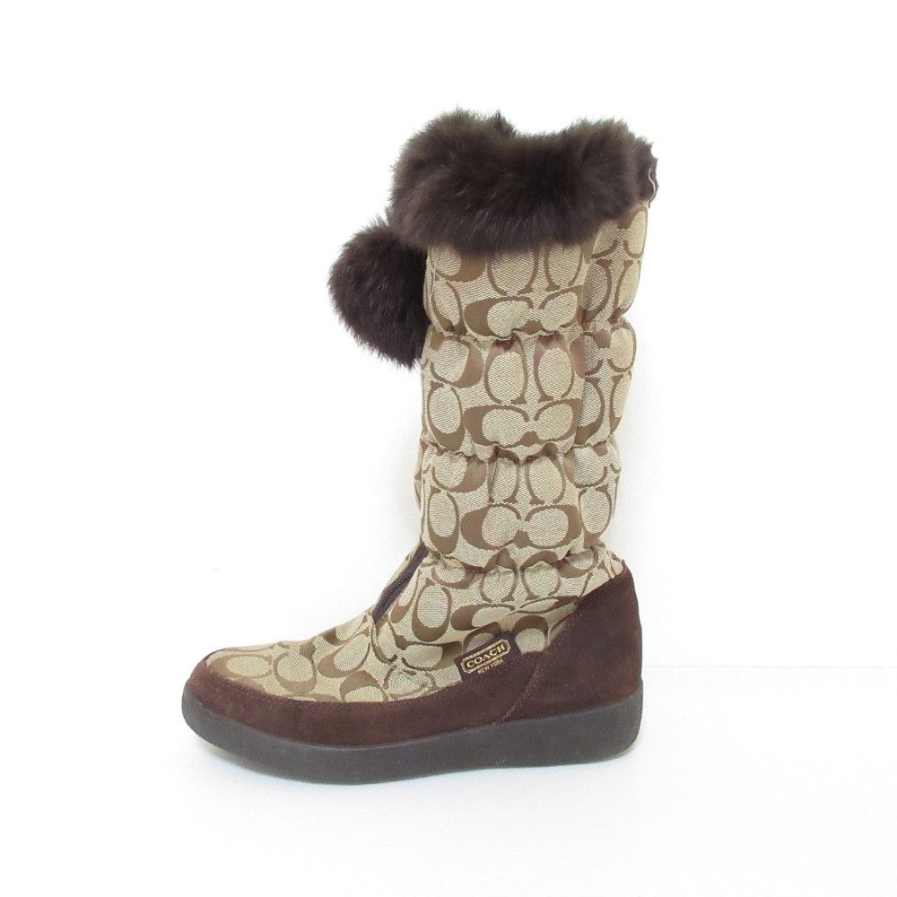Coach Coach Coach Signature Rabbit Fur Long Boots Fur Shoes DUTY FREE for USA Size ONE SIZE - 2 Thumbnail
