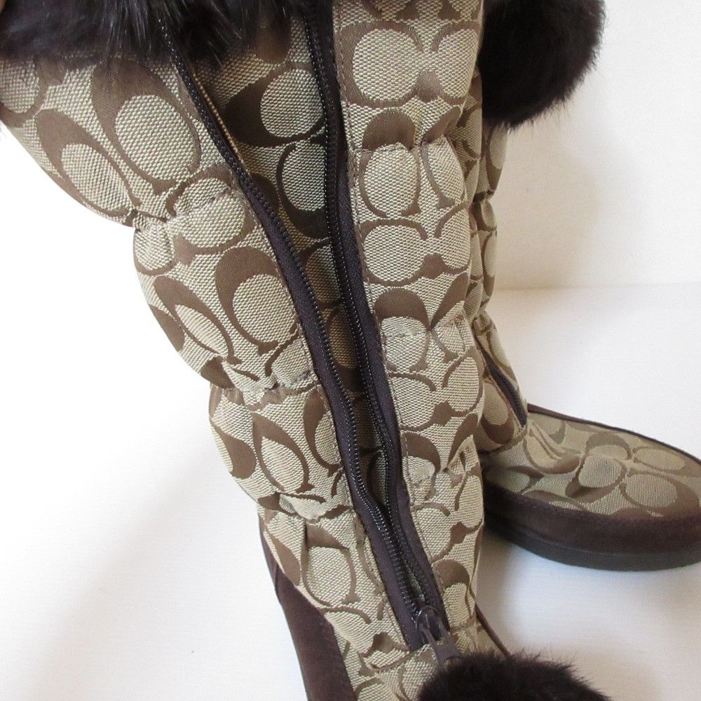 Coach Coach Coach Signature Rabbit Fur Long Boots Fur Shoes DUTY FREE for USA Size ONE SIZE - 8 Thumbnail