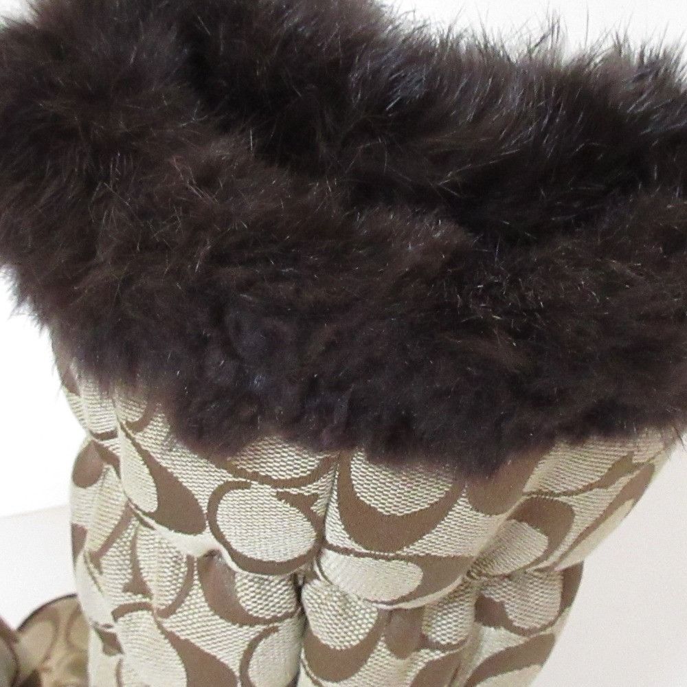 Coach Coach Coach Signature Rabbit Fur Long Boots Fur Shoes DUTY FREE for USA Size ONE SIZE - 15 Thumbnail