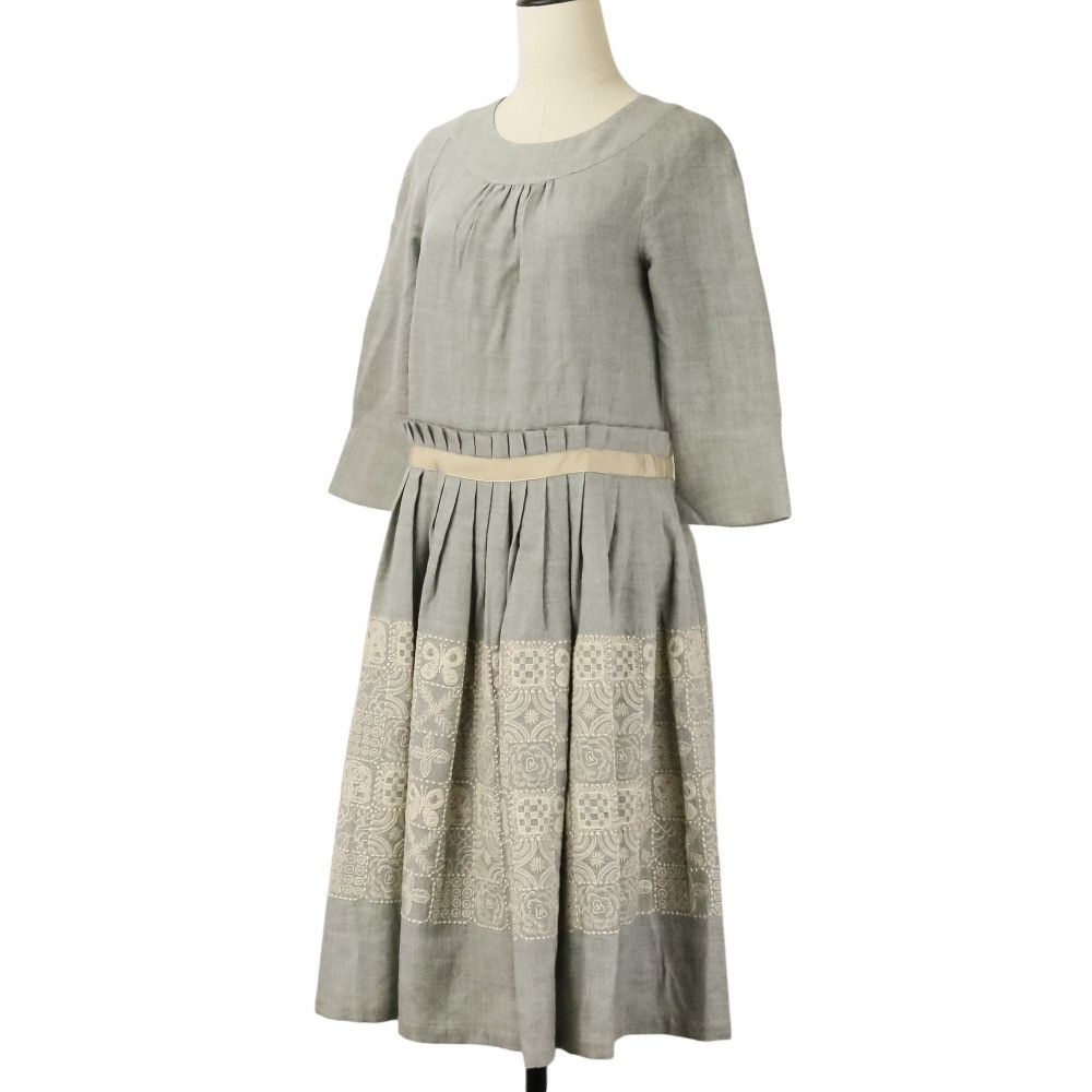 mina perhonen Mina Perhonen mina perhonen FOREST TILE Embroidery Dress Textile Dresses QA3907 DUTY FREE for USA Size ONE SIZE - 2 Thumbnail