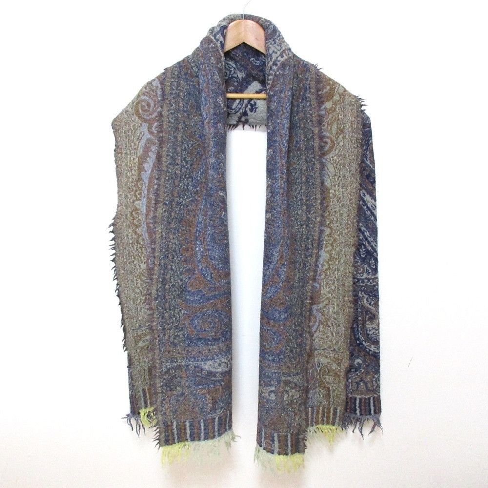 Other 45 45R Indian Wool Jacquard Fringe Stole Others Shawl DUTY FREE for USA Size ONE SIZE - 3 Thumbnail