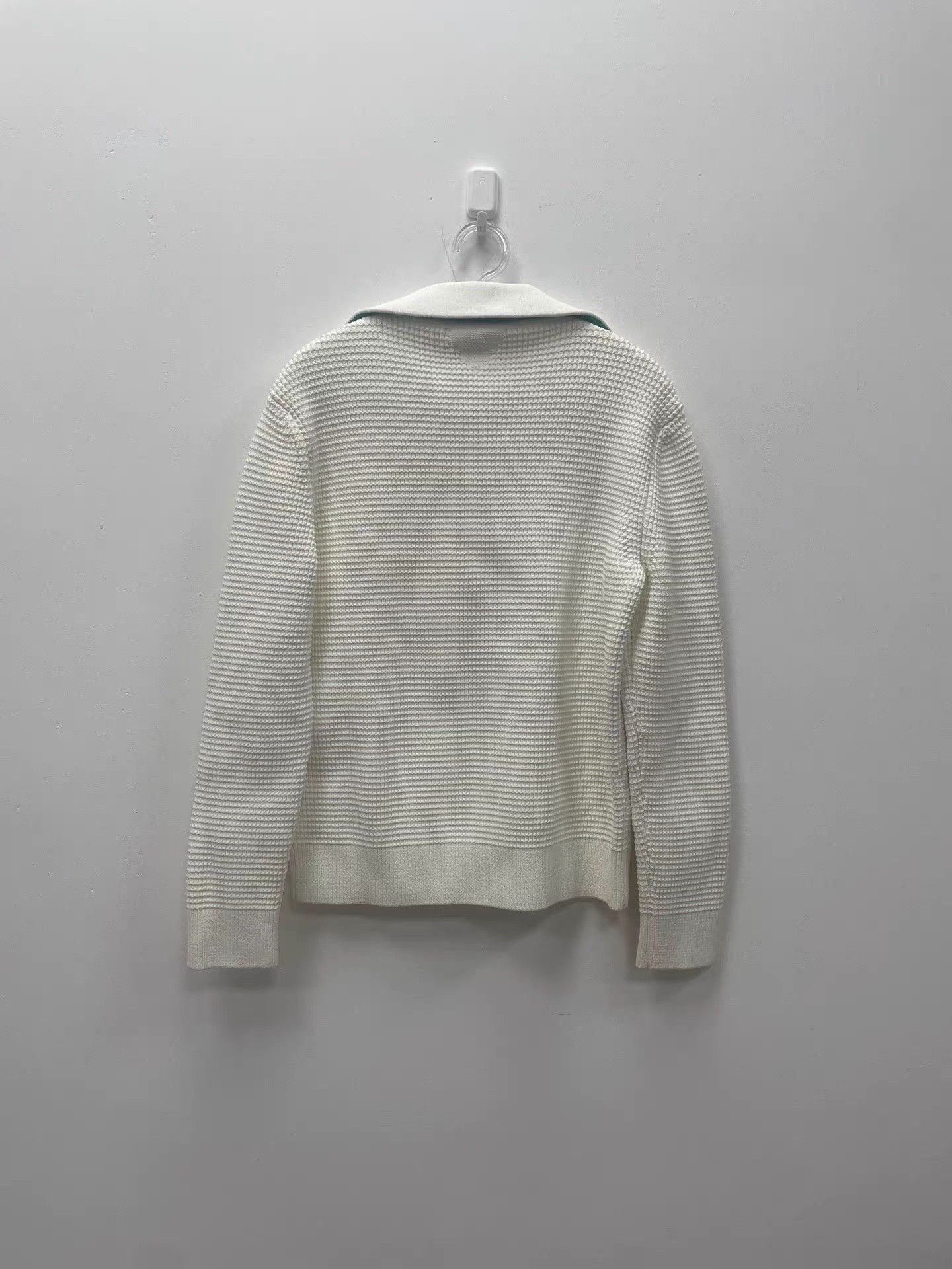 Bottega Veneta White Ribbed Knit Long Sleeve Collared Top Size US S / EU 44-46 / 1 - 2 Thumbnail