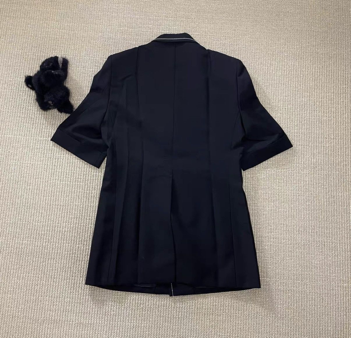 Maison Margiela Black Short-Sleeve Double-Breasted Jacket with Piping Size US S / EU 44-46 / 1 - 4 Thumbnail