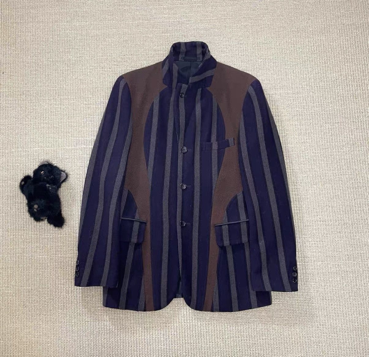 Comme des Garcons Blue Striped Button-Front Light Jacket Size S Size US S / EU 44-46 / 1 - 2 Thumbnail