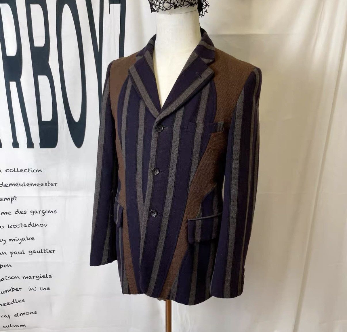 Comme des Garcons Blue Striped Button-Front Light Jacket Size S Size US S / EU 44-46 / 1 - 4 Thumbnail