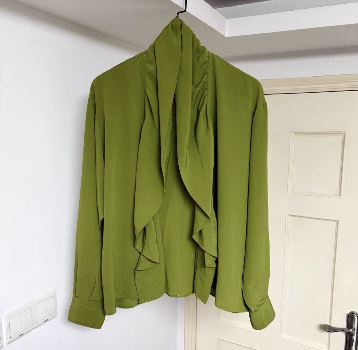 Jean Paul Gaultier Green Long Sleeve Draped Neck Shirt Size US M / EU 48-50 / 2 - 5 Thumbnail