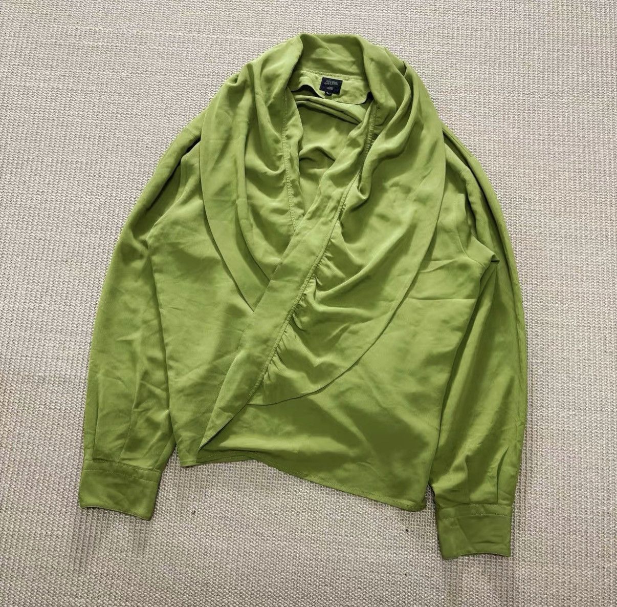 Jean Paul Gaultier Green Long Sleeve Draped Neck Shirt Size US M / EU 48-50 / 2 - 2 Thumbnail