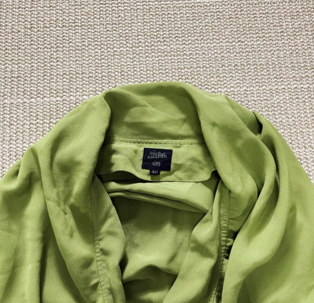 Jean Paul Gaultier Green Long Sleeve Draped Neck Shirt Size US M / EU 48-50 / 2 - 3 Thumbnail