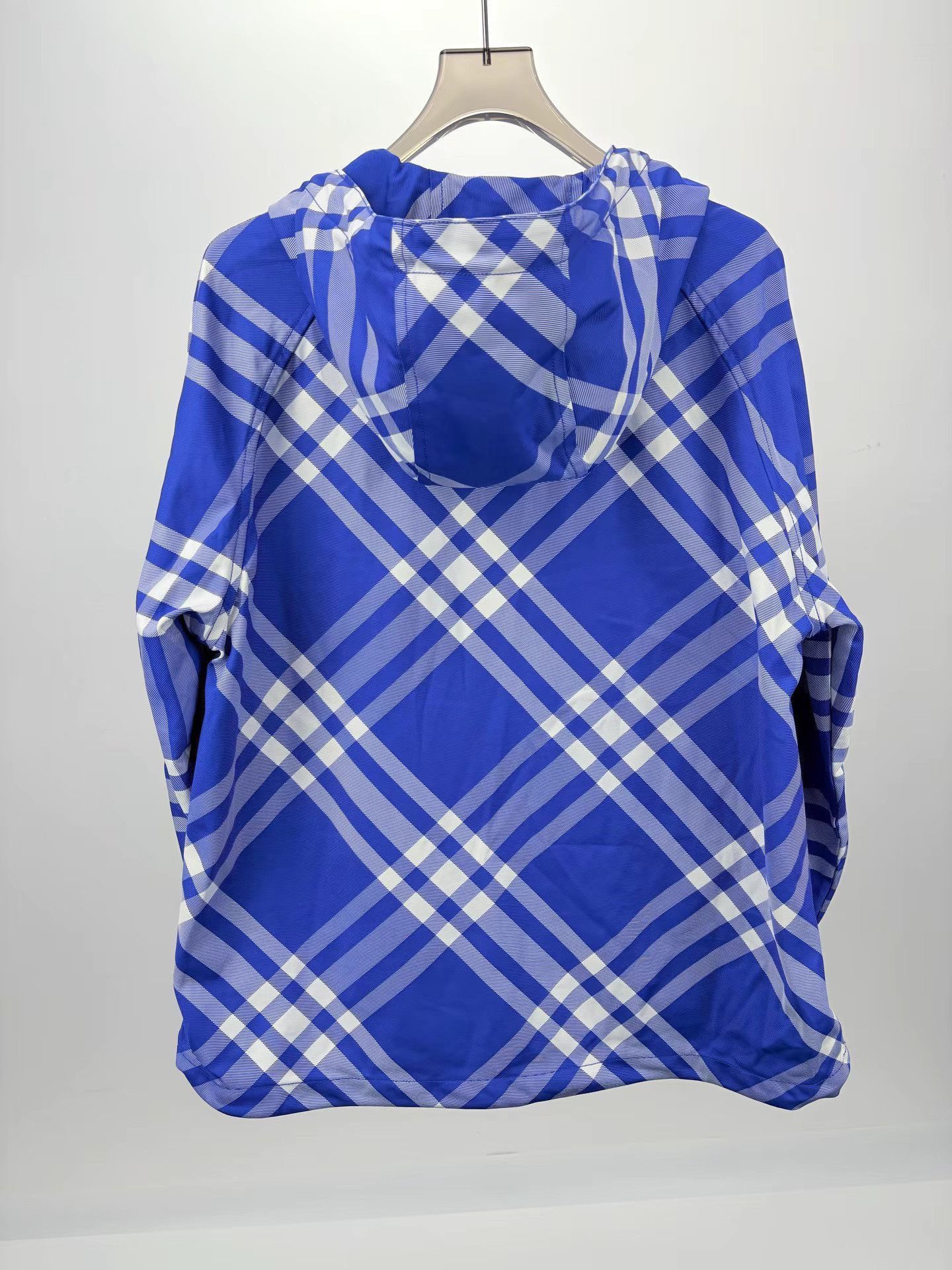 Burberry Blue Plaid Hooded Zip-Up Jacket Size M Size US M / EU 48-50 / 2 - 2 Thumbnail