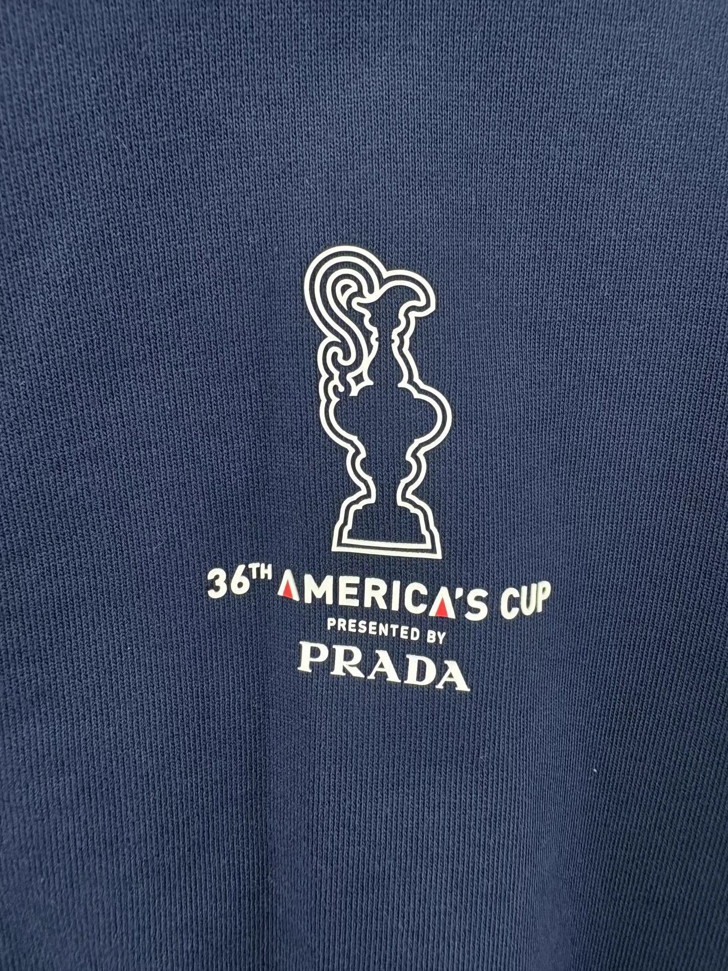 Prada Blue Zip-Up Sweatshirt with Americas Cup Emblem Size US XL / EU 56 / 4 - 2 Thumbnail