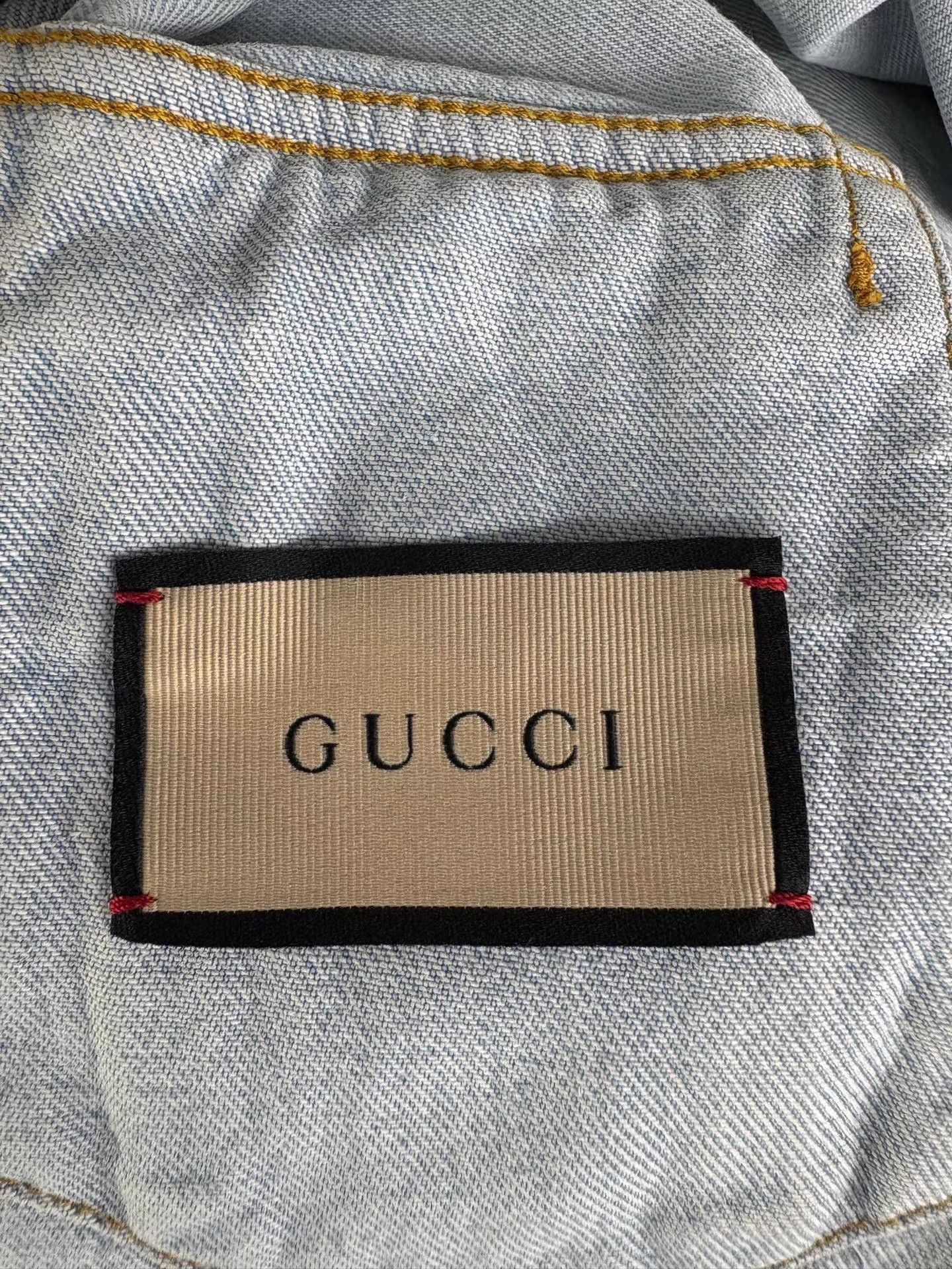 Gucci Blue Denim Vest with Embroidered Back Detail Size US M / EU 48-50 / 2 - 5 Thumbnail