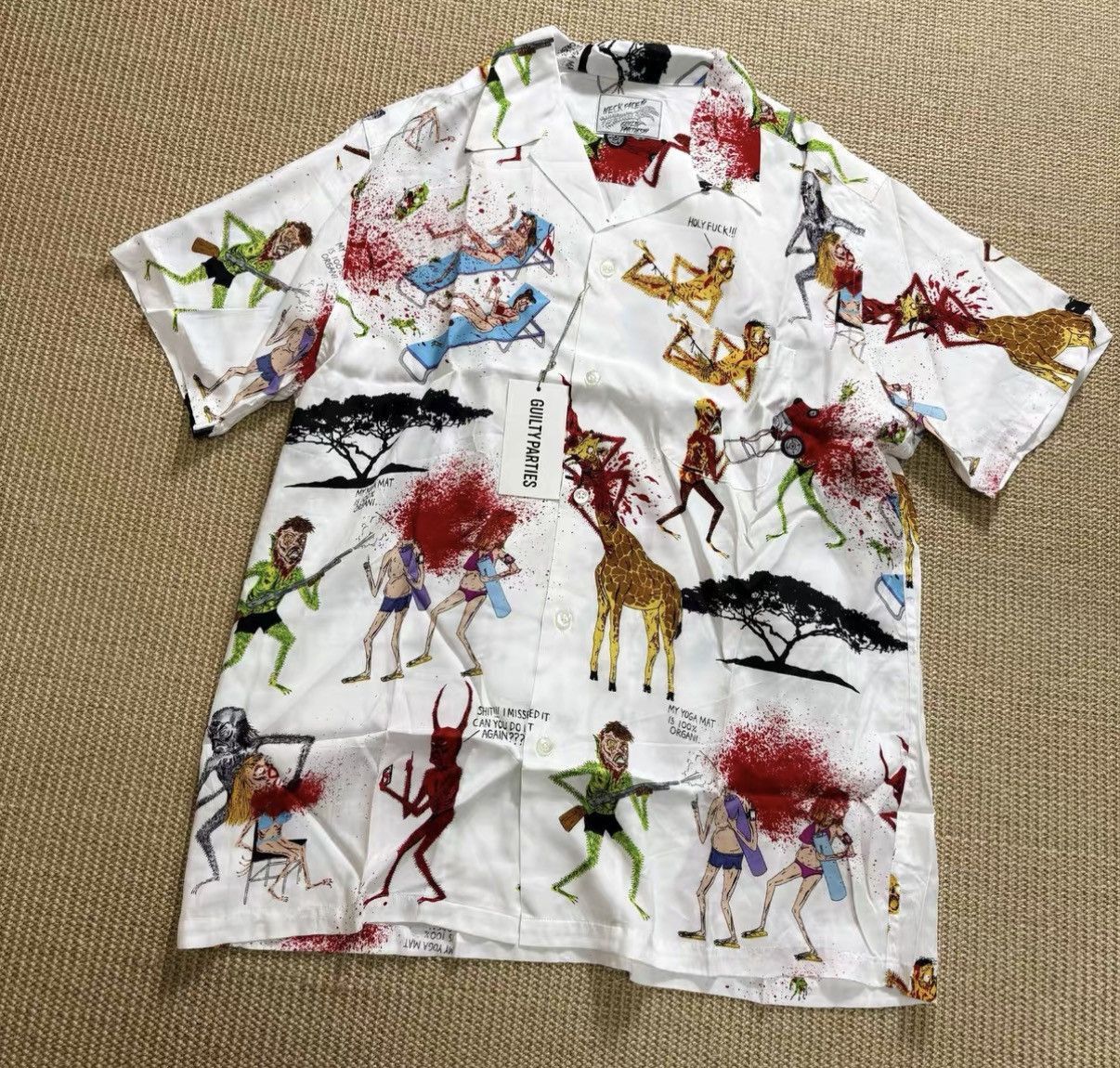 Wacko Maria White Graphic Print Short Sleeve Button-Up Size US XL / EU 56 / 4 - 2 Thumbnail