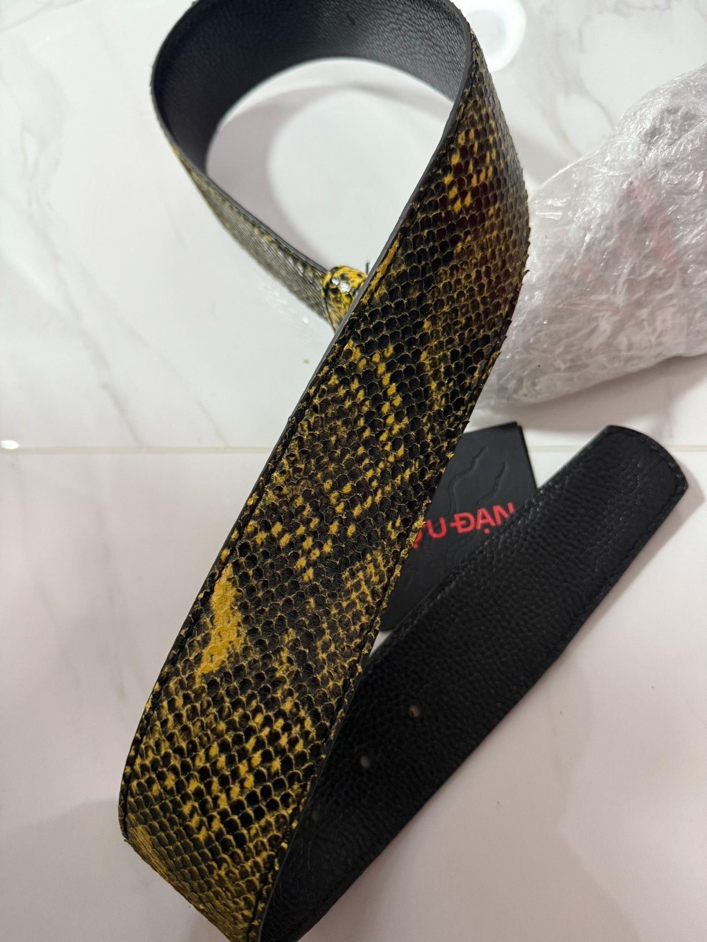 LUU DAN Luu Dan Yellow Snake Print Belt Size ONE SIZE - 3 Thumbnail