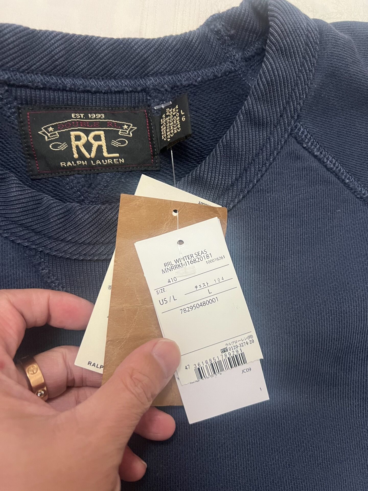 RRL Ralph Lauren RRL Indigo Washed Sweatshirt New Tags Size US L / EU 52-54 / 3 - 4 Thumbnail