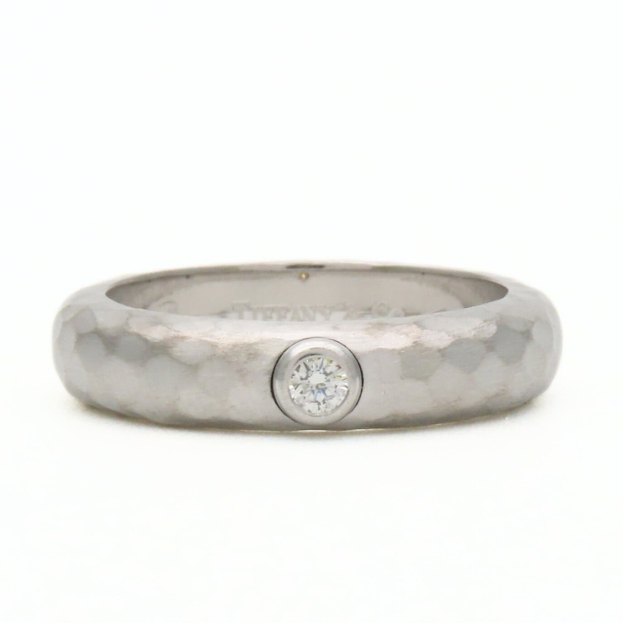 Tiffany & Co. Tiffany & Co. Hammered Ring, 18K White Gold, 1 Diamond, Women's. Size ONE SIZE - 3 Thumbnail