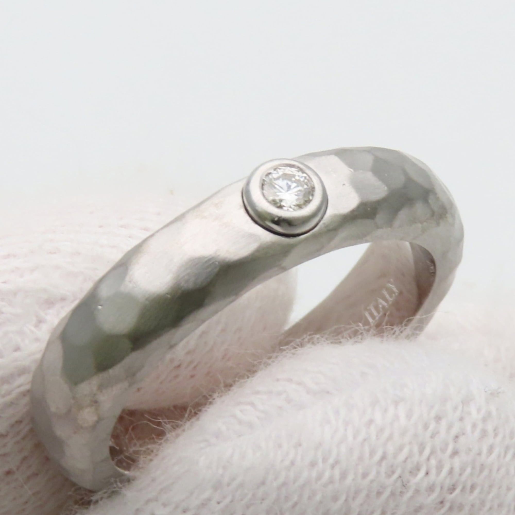 Tiffany & Co. Tiffany & Co. Hammered Ring, 18K White Gold, 1 Diamond, Women's. Size ONE SIZE - 9 Thumbnail