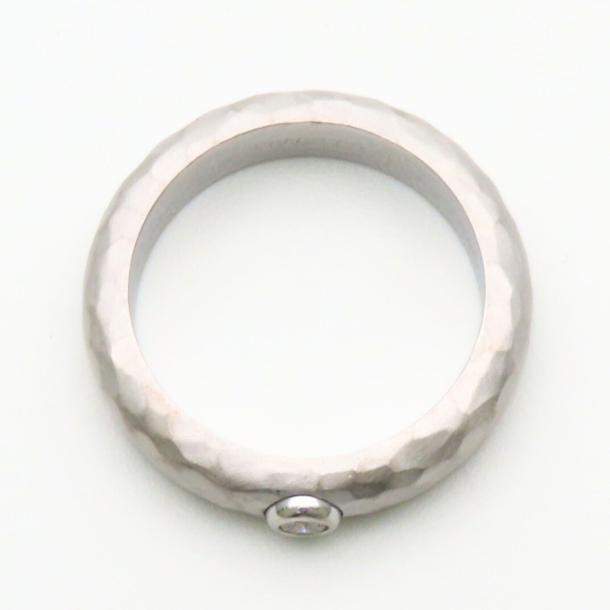 Tiffany & Co. Tiffany & Co. Hammered Ring, 18K White Gold, 1 Diamond, Women's. Size ONE SIZE - 6 Thumbnail