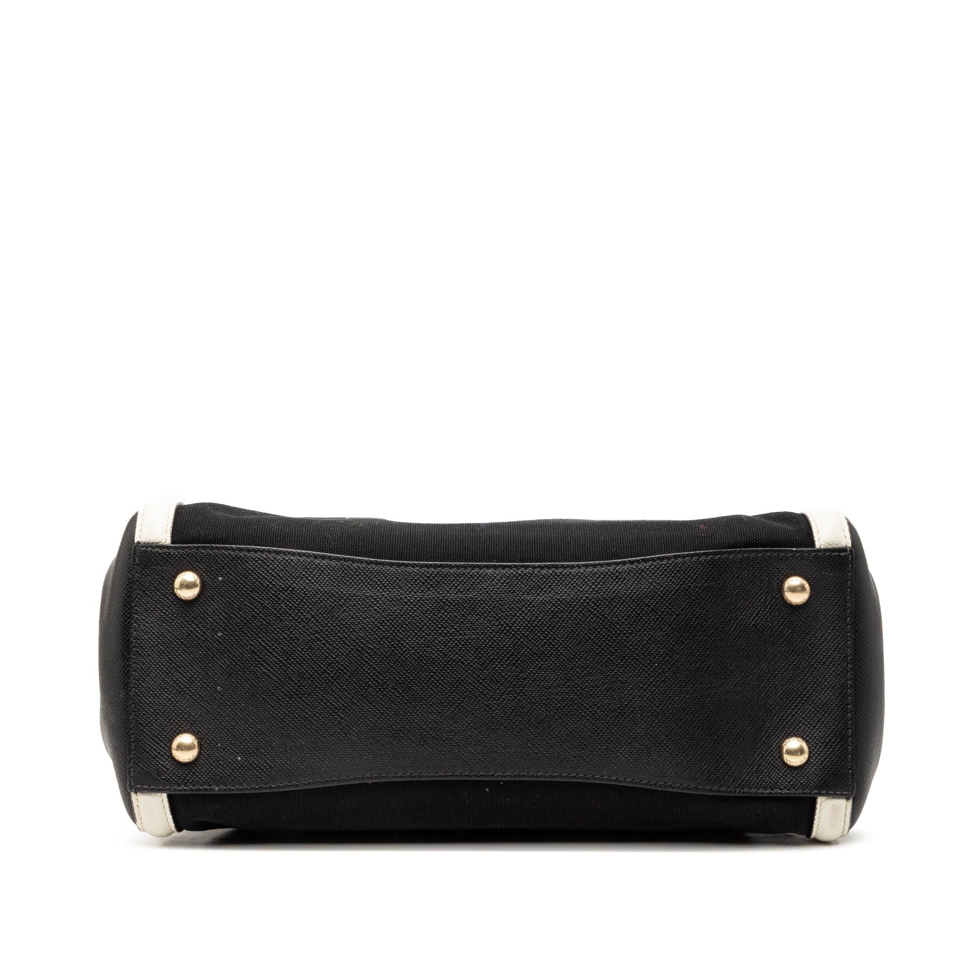 Prada Bicolor Saffiano Cuir Trimmed Canvas Satchel Size ONE SIZE - 3 Thumbnail