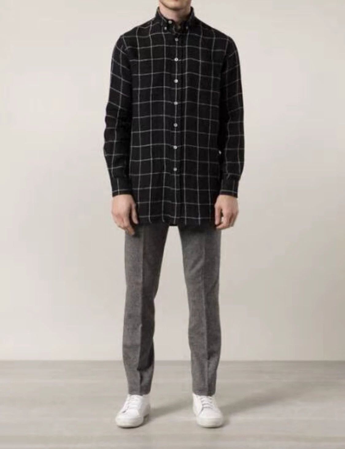 AMI AMI Windowpane Check Oversized Linen Shirt Size US M / EU 48-50 / 2 - 9 Thumbnail