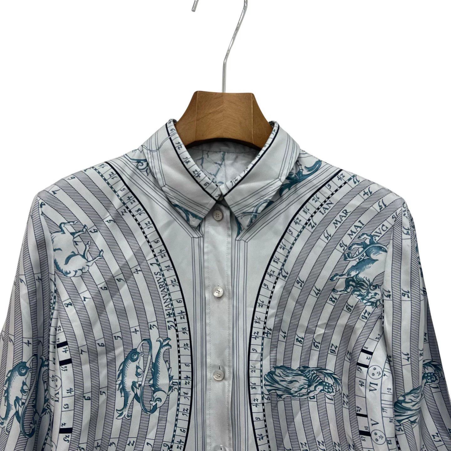 Hermes Hermès Constellation Compass Silk Shirt Size XXS / US 00 / IT 34 - 2 Thumbnail