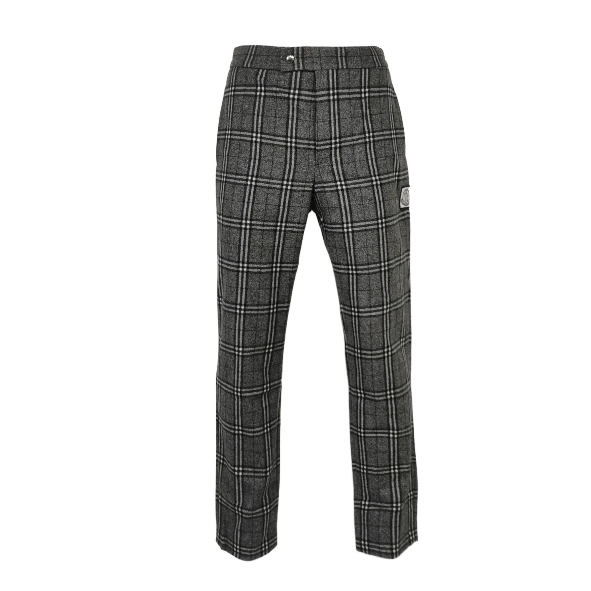 Moncler Moncler Gray Plaid Straight-Leg Wool Pants M Size US 26 / EU 42 - 2 Thumbnail