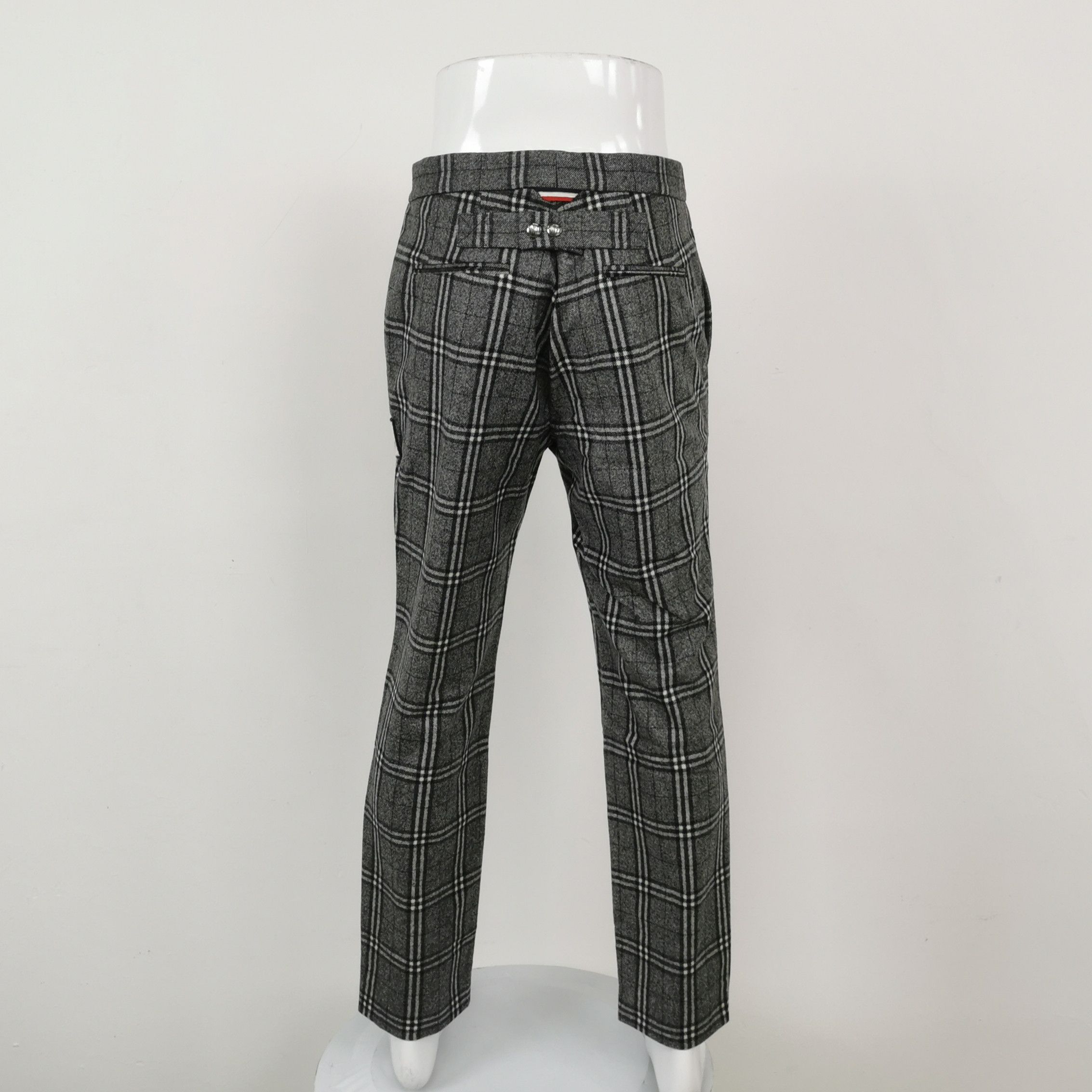 Moncler Moncler Gray Plaid Straight-Leg Wool Pants M Size US 26 / EU 42 - 4 Thumbnail