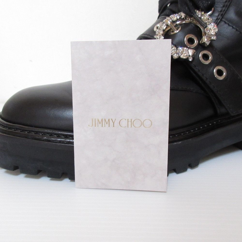 Jimmy Choo Jimmy Choo Jimmy Choo CORA FLAT CRYSTAL Combat Boots Leather Shoes DUTY FREE for USA Size ONE SIZE - 18 Thumbnail
