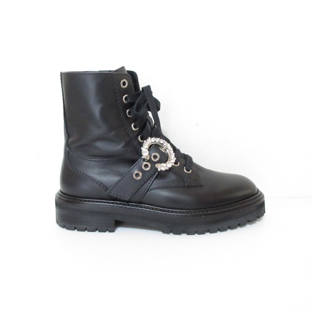 Jimmy Choo Jimmy Choo Jimmy Choo CORA FLAT CRYSTAL Combat Boots Leather Shoes DUTY FREE for USA Size ONE SIZE - 3 Thumbnail