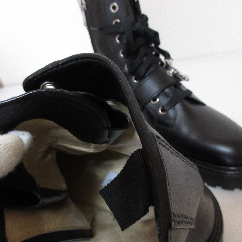 Jimmy Choo Jimmy Choo Jimmy Choo CORA FLAT CRYSTAL Combat Boots Leather Shoes DUTY FREE for USA Size ONE SIZE - 11 Thumbnail
