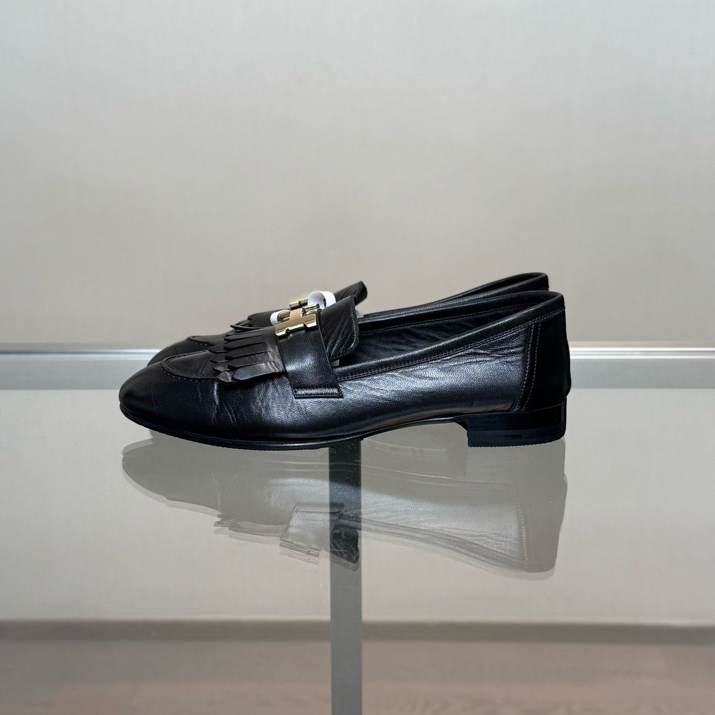Hermes Hermes Black H-Buckle Tassel Loafers Size US 7.5 / IT 37.5 - 6 Thumbnail