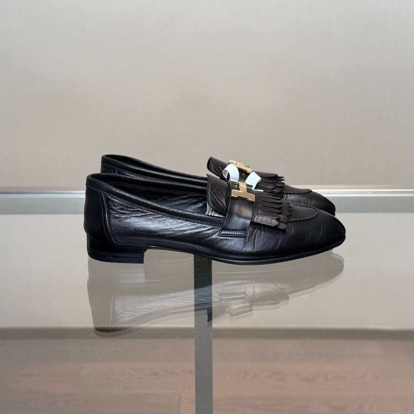 Hermes Hermes Black H-Buckle Tassel Loafers Size US 7.5 / IT 37.5 - 3 Thumbnail