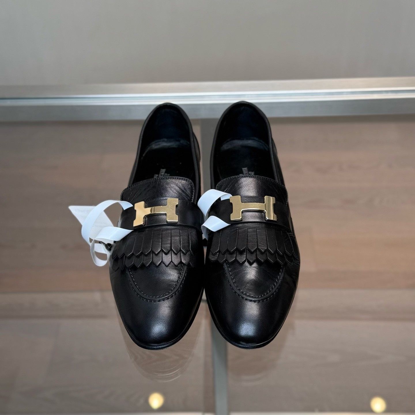 Hermes Hermes Black H-Buckle Tassel Loafers Size US 7.5 / IT 37.5 - 2 Thumbnail